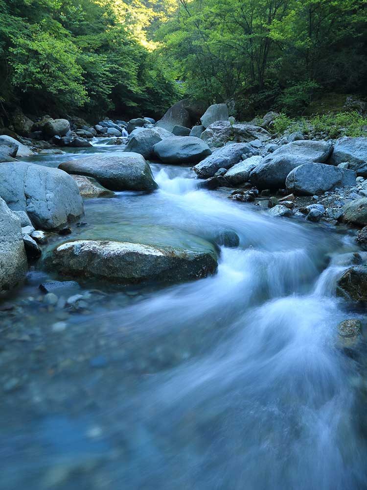 water flowing over rocks in a river